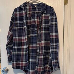 Aerie womesn Casual Plaid Shirt - Navy and Purple - size small